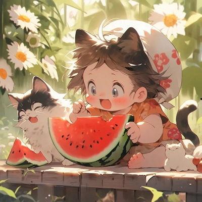 胖妞吃瓜头像卡通,欢乐无限卡通形象大揭秘