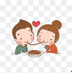 吃瓜手绘情侣图